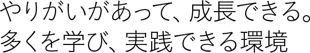 やりがいがあって、成長できる。多くを学び、実践できる環境